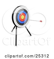Clipart Illustration Of A Target Board With An Arrow In The White