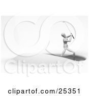 Clipart Illustration Of A White Figure Character Golfing Stuck In A Sand Bunker And Trying To Hit His Shot