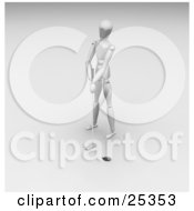 Clipart Illustration Of A Golfing White Figure Character Putting The Ball Into A Hole