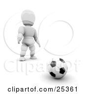 Clipart Illustration Of A White Character Standing Close To A Soccer Ball