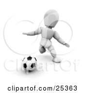 White Character Running And Preparing To Kick A Soccer Ball During A Game by KJ Pargeter