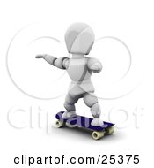 White Character With His Arms Out For Balance On A Blue Skateboard
