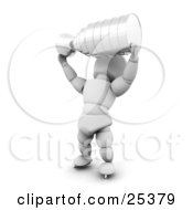 Clipart Illustration Of A Successful White Character Proudly Holding Up His Silver Trophy Cup by KJ Pargeter