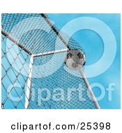 Clipart Illustration Of A Soccer Ball Slamming Into The Fencing Of The Goal Post During A Game Sky Background by KJ Pargeter
