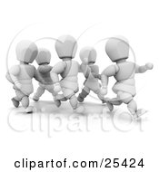 Poster, Art Print Of Group Of White Character Runners Running Together