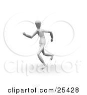 Poster, Art Print Of Athletic White Figure Character Running On A Track