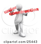 Clipart Illustration Of A White Person Holding Red Text Reading Under Construction by 3poD
