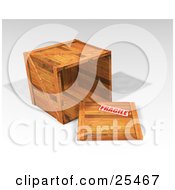Poster, Art Print Of Heavy Duty Wooden Shipping Crate On Its Side With The Top Off Stamped As Fragile