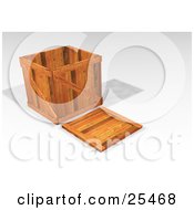 Heavy Duty Wooden Shipping Crate With The Lid On The Ground