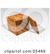 Heavy Duty Wooden Shipping Crate With The Top Off Resting On Its Side