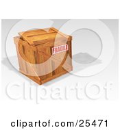 Poster, Art Print Of Fragile Stamped Heavy Duty Wooden Shipping Crate With The Lid Resting On Top