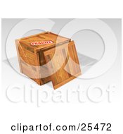 Poster, Art Print Of Heavy Duty Fragile Marked Wood Shipping Crate With The Lid Resting On Top