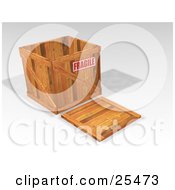 Poster, Art Print Of Fragile Marked Heavy Duty Wooden Shipping Crate With The Lid On The Ground