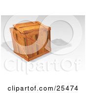 Clipart Illustration Of A Heavy Duty Wooden Shipping Crate With The Lid Resting On Top