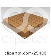 Poster, Art Print Of Rows Of Sealed Brown Cardboard Boxes Ready For Shipment