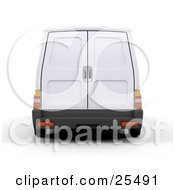 Clipart Illustration Of A Rear View Of A White Delivery Van With Doors That Open by KJ Pargeter