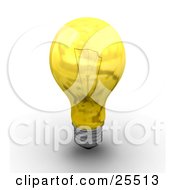 Clipart Illustration Of A Yellow Electric Light Bulb Standing Up On A Counter
