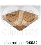Poster, Art Print Of One Opened Box In Rows Of Sealed Brown Cardboard Boxes Ready For Shipment