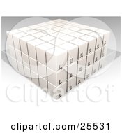 Poster, Art Print Of Stacked White Cardboard Boxes In A Warehouse