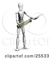 Poster, Art Print Of White Figure Character Holding A Screwdriver Tool