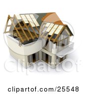 Poster, Art Print Of Partially Built Two Story Home With A Balcony And Large Windows