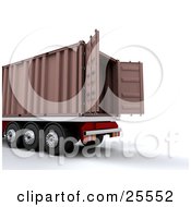 Semi Truck With The Doors Open On The Cargo Container