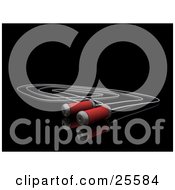 Clipart Illustration Of A Silver Jump Rope With Red Cushioned Handles Resting On A Reflective Black Surface