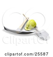 Clipart Illustration Of A Yellow Hardhat With A Pickaxe And Shovel