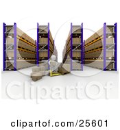 Clipart Illustration Of A White Character Loading Boxes Onto A Pallet Truck In A Warehouse