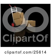 Poster, Art Print Of Box Resting By A Hand Truck Moving Two Cardboard Boxes