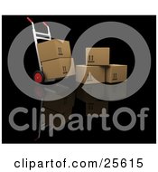 Poster, Art Print Of Dolly With Two Boxes Loaded Parked By Three Cardboard Boxes
