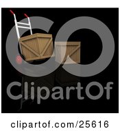 Clipart Illustration Of A Dolly Moving A Shipping Crate Parked By Another Crate by KJ Pargeter