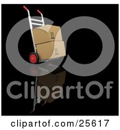 Clipart Illustration Of Two Cardboard Boxes Stacked On A Dolly by KJ Pargeter