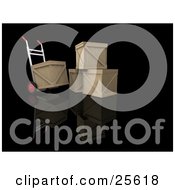 Clipart Illustration Of A Dolly Beside A Stack Of Three Shipping Crates Moving One Crate by KJ Pargeter