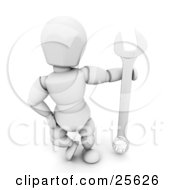 Poster, Art Print Of White Character Posing With A Silver Spanner Tool