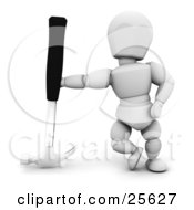 Poster, Art Print Of White Character Leaning Against An Upside Down Hammer