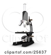 Black And Silver Microscope On A Laboratory Counter Over White