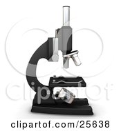 Profiled Black And Silver Science Lab Microscope Over White