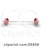 Clipart Illustration Of A Silver Barbell With Red Weights Attached Over White