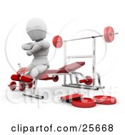 Poster, Art Print Of White Character On A Bench In A Fitness Gym Doing Leg Exercises