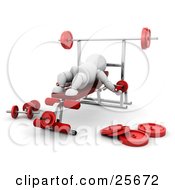 Poster, Art Print Of White Character On A Bench In A Gym Doing Arm Exercises