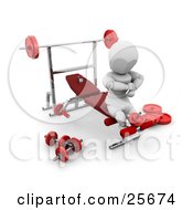 Poster, Art Print Of White Character Doing Leg Exercises On A Bench In A Fitness Gym
