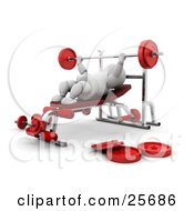 Poster, Art Print Of White Character Lifting A Barbell On A Bench Press In A Gym