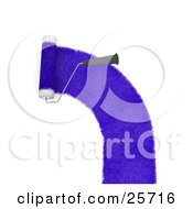 Poster, Art Print Of Handled Roller Brush Applying A Curved Line Of Purple Paint To A Wall