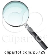 Black Handled Magnifying Glass With Slight Blue Toning In The Glass