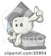 White Konkee Character Graduate In A Cap Sitting On A Book