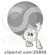 Clipart Illustration Of A White Konkee Character Carrying A Large Ball by Leo Blanchette