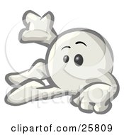White Konkee Character Lying On His Side And Waving