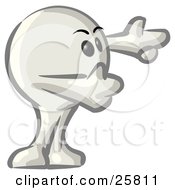 Clipart Illustration Of A White Konkee Character Holing His Arms Out And Pointing