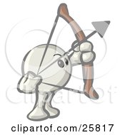 Clipart Illustration Of A White Konkee Character Shooting Arrows With A Bow